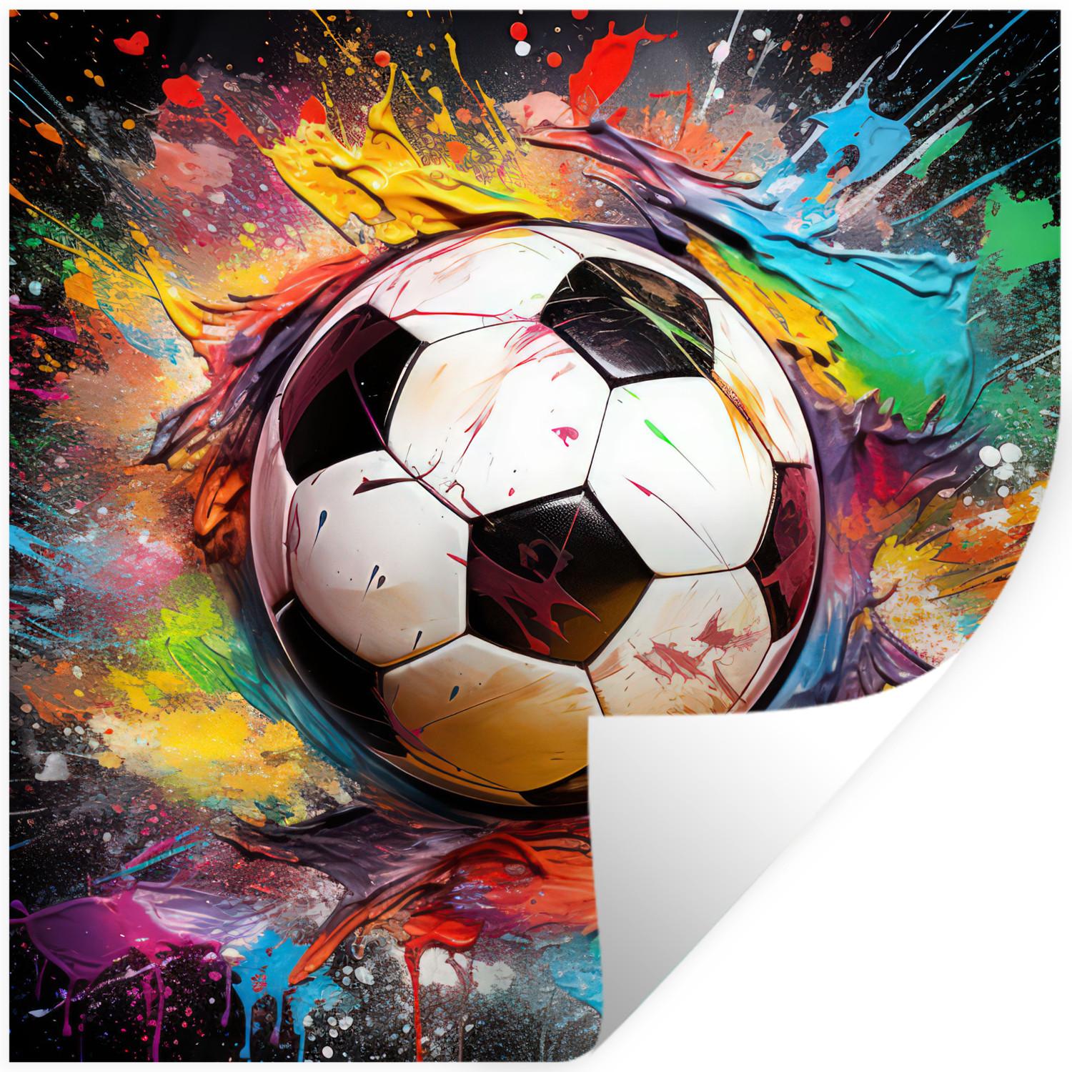 WANDTATTOO Fußball - Farbe - Farben - Schwarz - Weiß Wanddeko 50x50 cm - Weiß, Kunststoff (50/50/0.1cm) - MuchoWow