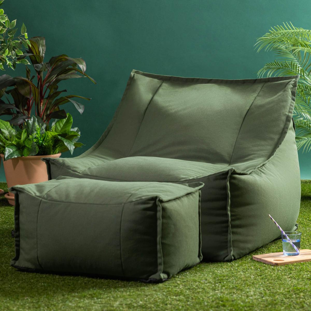 SITZSACK Outdoor-Sessel Alto + Hocker - Grün, Textil (94/75/94cm) - icon