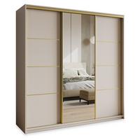 SCHWEBETÜRENSCHRANK VARO 200/205/60 cm 3-türig mit Spiegel Kaschmir - Kaschmir, Holzwerkstoff (200/205/60cm) - MASSENO