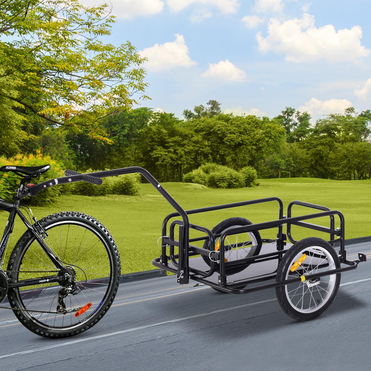FAHRRADANHÄNGER Lastenanhänger 40 kg Belastbarkeit Transportanhänger klappbar - Schwarz, Metall (71.5/77/155cm) - HOMCOM