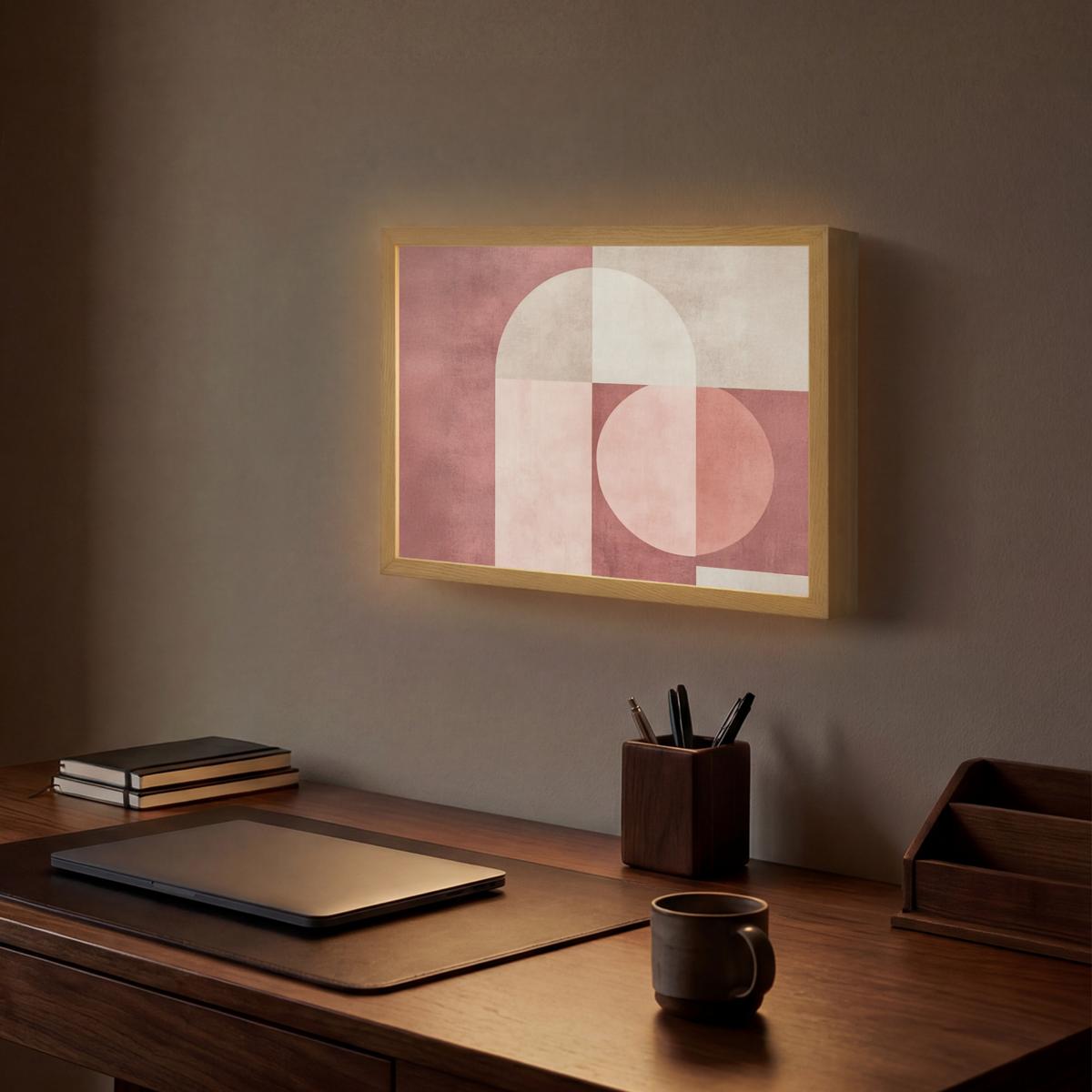 WANDLEUCHTE MIT AKKU Figuren - Abstrakt - Rosa 40x30 cm - Altrosa, Holzwerkstoff (40/30/8cm) - OnlyWow