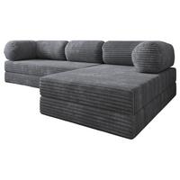 ECKSOFA ETERA modulares Boneless Sofa mit Schlaffunktion Grau Cordstoff - Dunkelgrau, Textil (270/160cm) - MASSENO
