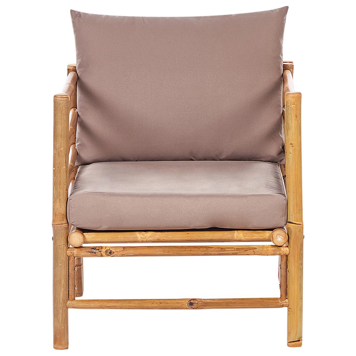 LOUNGE SET 6-Sitzer Bambusholz hellbraun 3-teilig Auflagen taupe Cerreto - Taupe, Holz - Beliani