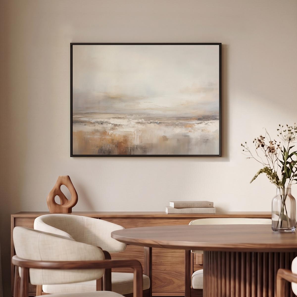 LEINWAND Bilder mit Rahmen - Kunst - Industriell - Grau - Braun - Abstrakt - 70x50 - Sandfarben, Textil (70/50cm) - MuchoWow