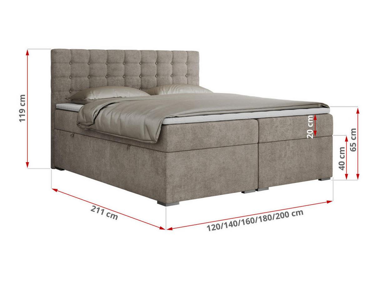 BOXBETT SUSAN 180/200 Beige Struktur - H3 - Beige, Holz/Textil (180/200cm) - MKS