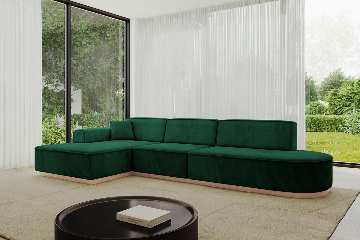 ECKSOFA Ottomane Links IREA-L2 - 327x165x80 cm Grün - Dunkelgrün, Holzwerkstoff/Textil (327/165cm) - ALTDECOR