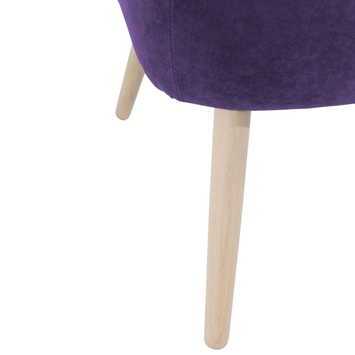 SESSEL Kathy Bezug Veloursstoff Buche natur / violett - Lila, Kunststoff (70/86/69cm) - 58aufmkessel