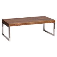 COUCHTISCH Massivholz mit Chromfüßen Handgefertigt, Braun 120x60x40 cm - Silberfarben/Braun, Holz/Metall (60/120/40cm) - KADIMA DESIGN