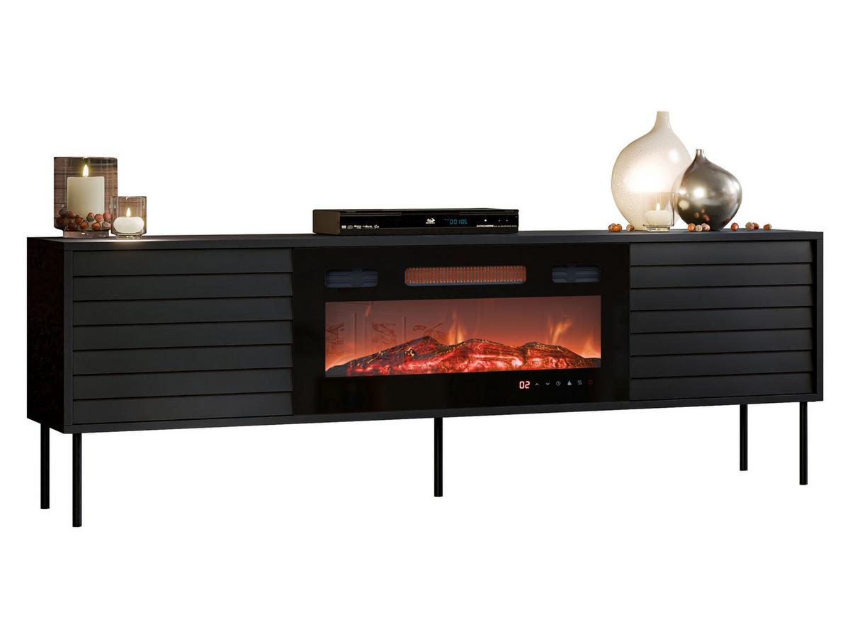 TV-LOWBOARD Cortina 180 mit Elektrische Kamin - Schwarz, Holzwerkstoff/Metall (180/60/40cm) - MIRJAN24