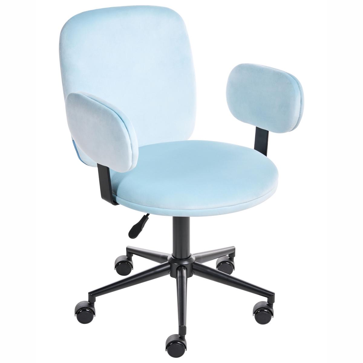 SCHREIBTISCHSTUHL Hellblau Moraga - Blau/Schwarz, Textil (58/80/58cm) - Beliani