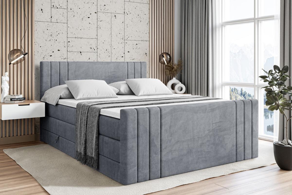 BOXSPRINGBETT IDRIKO-Z KING - 140x200 - H3/H4 - Grau - Grau, Holzwerkstoff (140/200cm) - ALTDECOR