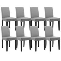 POLSTERSTÜHLE (8er-Set) - Hellgrau, Holz (42/90/48cm) - [en.casa]