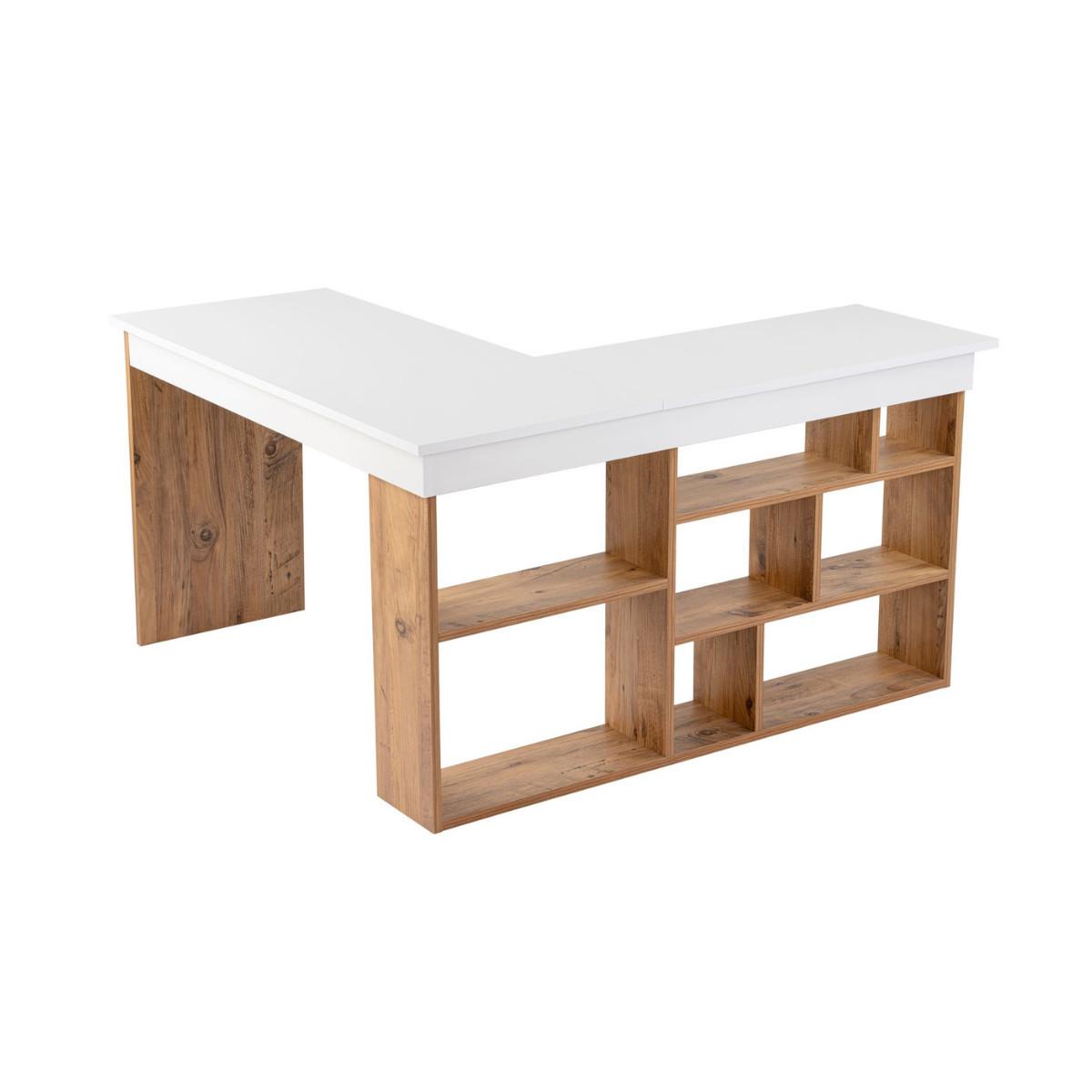 ECKSCHREIBTISCH mit stauraum - organis 130/50/72 cm - Weiß, Holzwerkstoff (58/50/72cm) - Calicosy