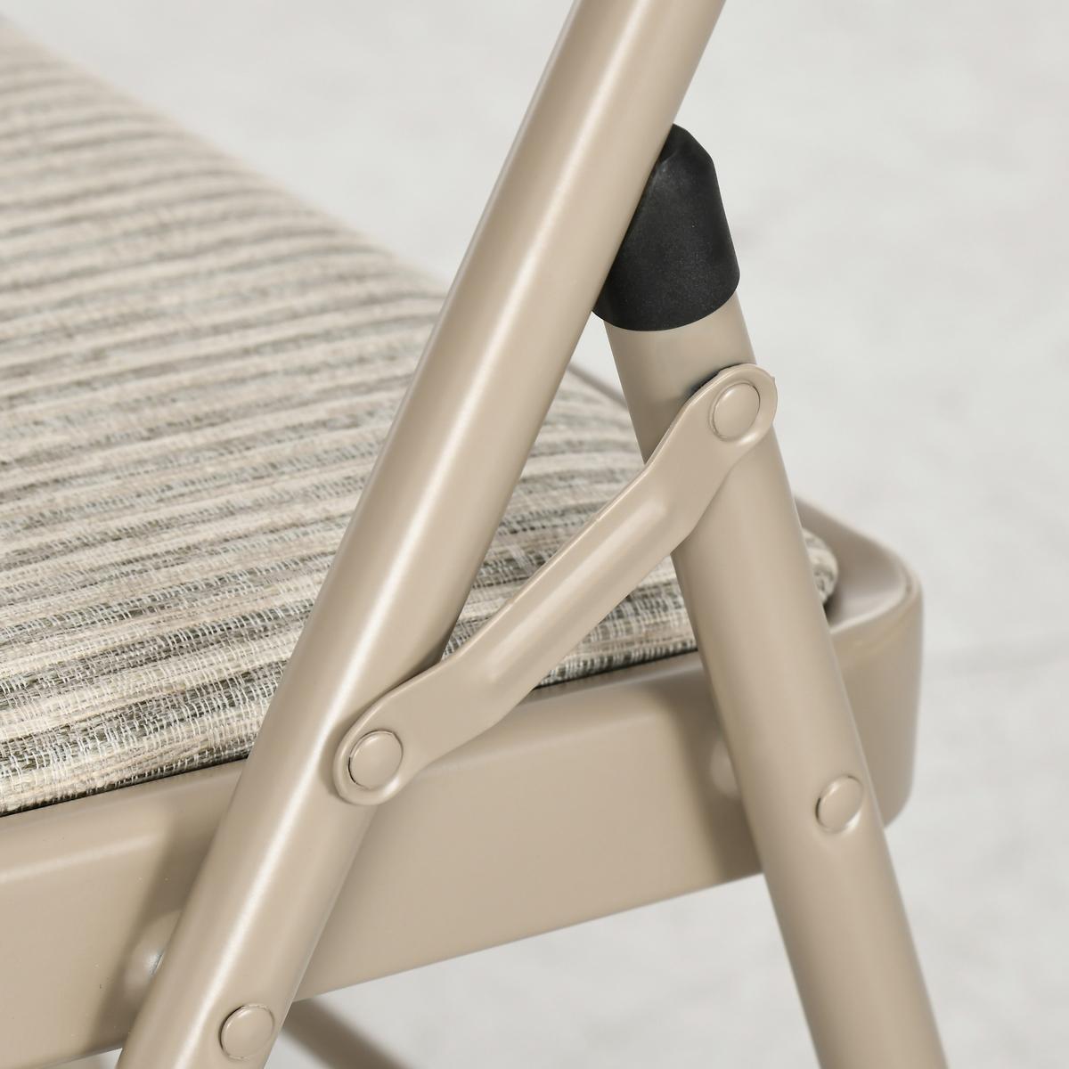 KLAPPSTUHL 6er Set Polyester Stahl Beige - Beige, Textil/Metall (46/78/45cm) - HOMCOM