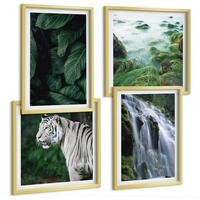 BILDER SET 4er Set - 50x50 cm & 40x60 cm Goldrahmen - Blätter des Weißen Tigerwasserfalls - Goldfarben, Kunststoff (50/50cm) - TULUP