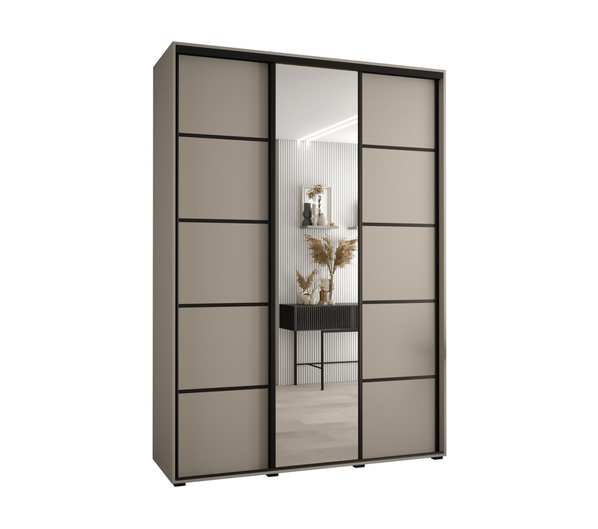 SCHWEBETÜRENSCHRANK 235,2/170/45 3-türig - Kaschmir/Schwarz, Holz/Metall (170/235.2/45cm) - MÖBEL KRYSPOL