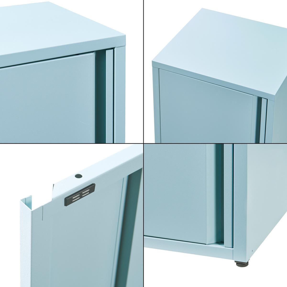 AKTENSCHRANK Burlöv - Blaugrau, Metall (40/88/35cm) - [en.casa]