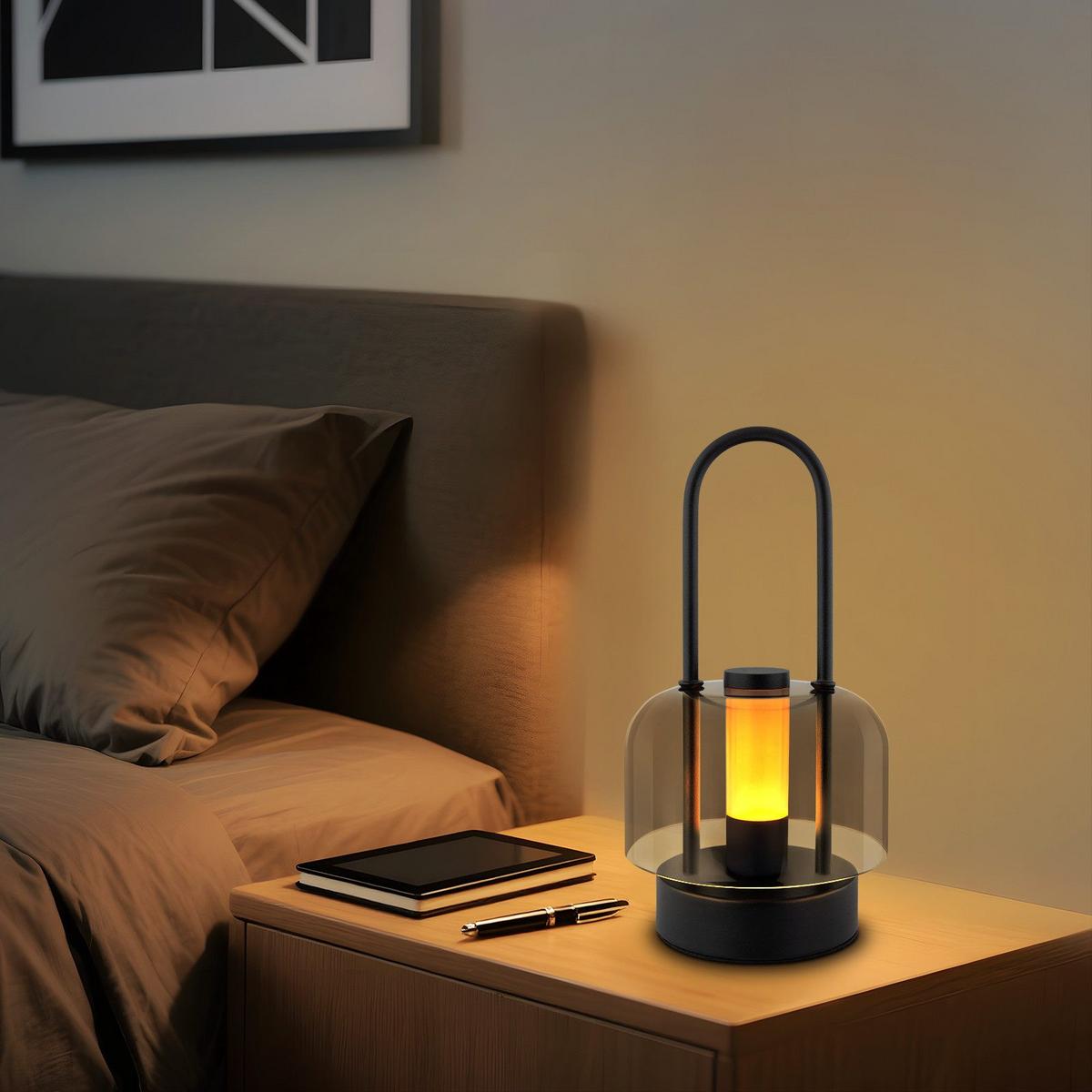 TISCHLAMPE Jannq 13/13/24.5 cm - Schwarz, Metall (24.5/13/13cm) - ZMH