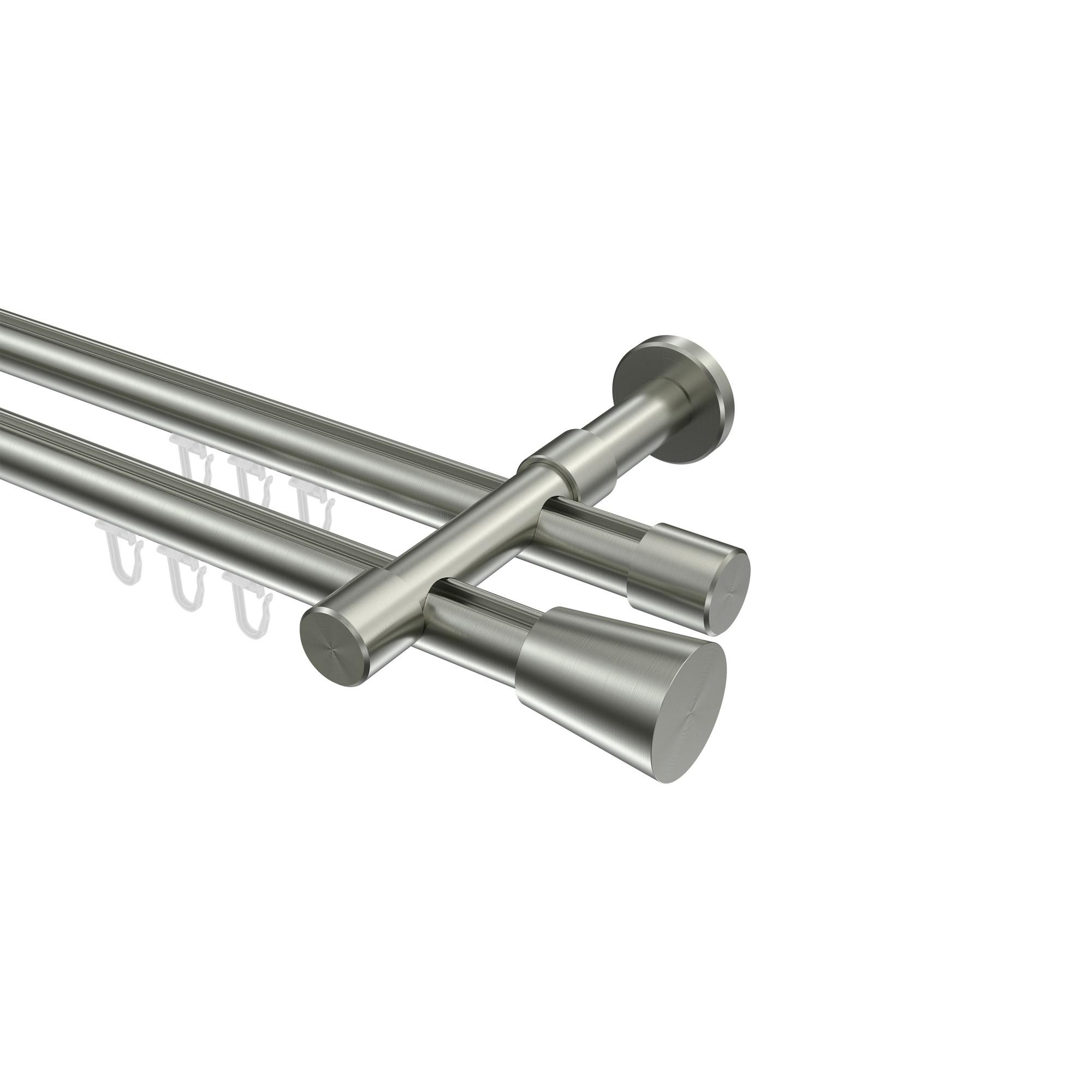 GARDINENSTANGE INNENLAUF Prestige Sitra 540 cm (geteilt in 3 x 180 cm), 2-läufig, 20 mm Ø Edelstahl-Optik - Edelstahlfarben, Metall (540cm) - INTERDECO