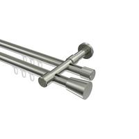 GARDINENSTANGE INNENLAUF Prestige Sitra 540 cm (geteilt in 3 x 180 cm), 2-läufig, 20 mm Ø Edelstahl-Optik - Edelstahlfarben, Metall (540cm) - INTERDECO