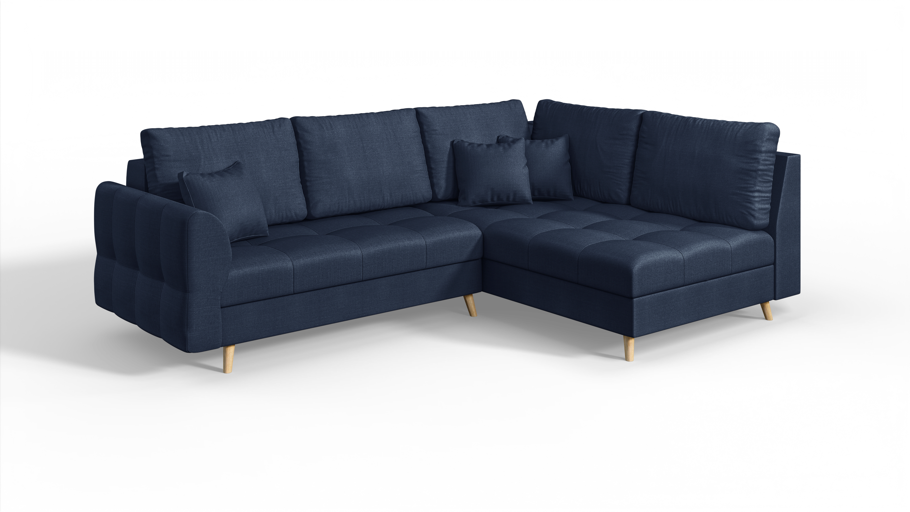 ECKSOFA Lorine Mikrofaser Dunkelblau - Hellbraun/Dunkelblau, Buchenholz/Textil (231/161cm) - S-Style Möbel