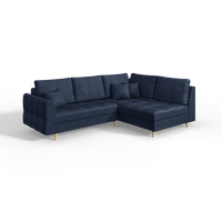 ECKSOFA Lorine Mikrofaser Dunkelblau - Hellbraun/Dunkelblau, Buchenholz/Textil (231/161cm) - S-Style Möbel