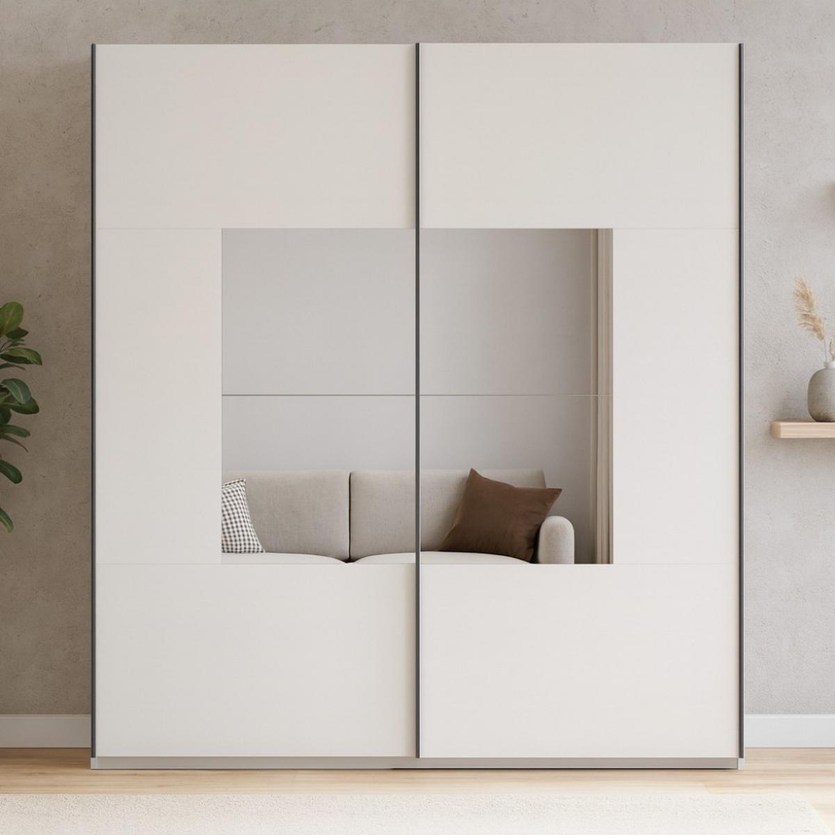 SCHWEBETÜRENSCHRANK Brooklyn mit 2 Türen und Spiegel, kaschmir, 203 cm - Kaschmir, Holzwerkstoff (203/215/65cm) - Beautysofa