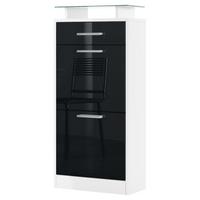 SCHUHSCHRANK Loret Front in Schwarz Hochglanz - Schwarz Hochglanz, Holzwerkstoff (46/104/23cm) - Vladon