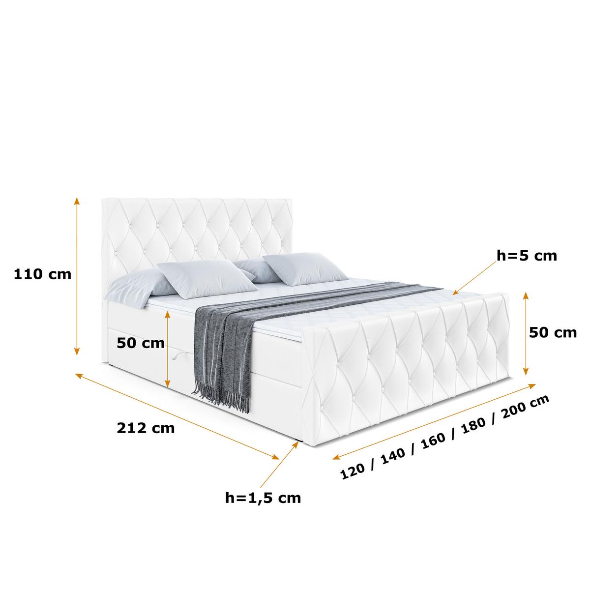 BOXBETT AMAY-Z - 140x200 cm - H3 - Weiß Hochglanz - Weiß, Holzwerkstoff (140/200cm) - ALTDECOR