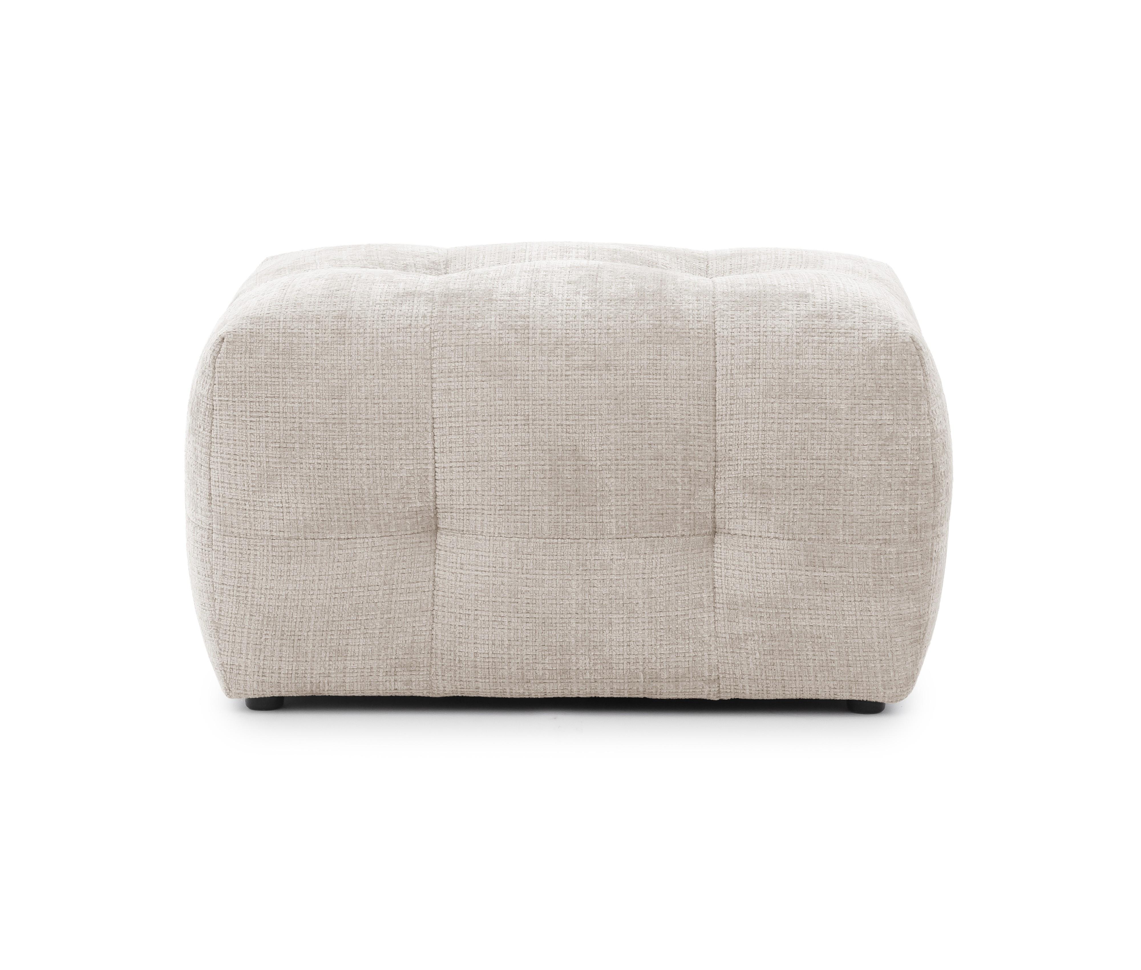 POLSTERHOCKER mit raffinierten Steppungen, zu passendem Sofa, Wellenunterfederung, Chenille-Bezug Beige / 21053 - Beige/Schwarz, Kunststoff/Textil (87/46/68cm) - luma-home