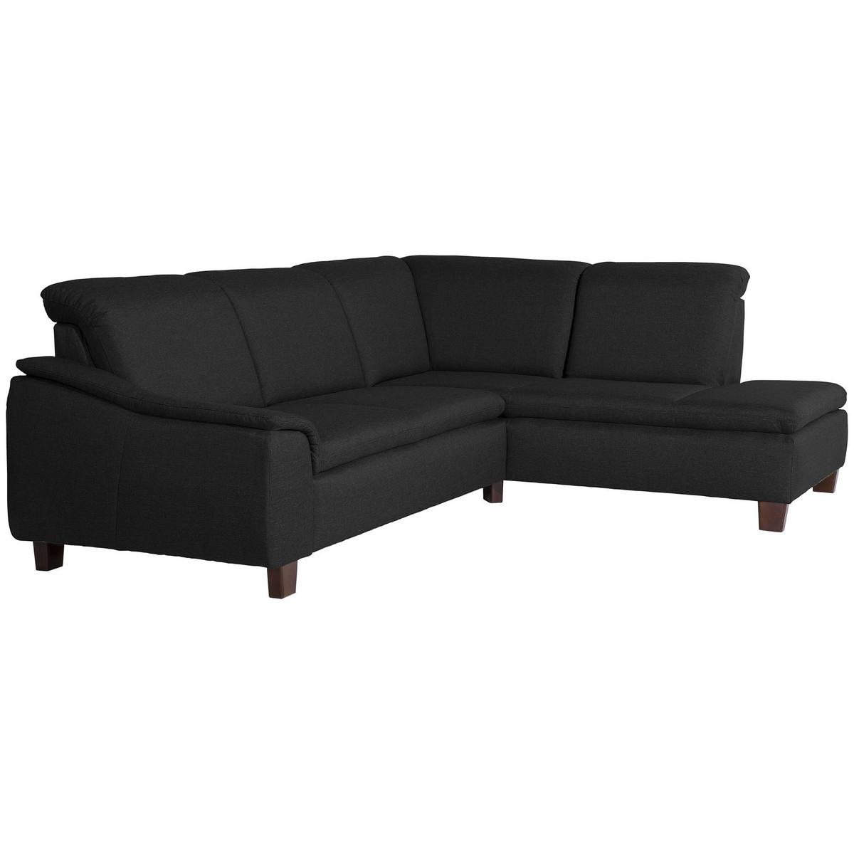 ECKSOFA mit Ottomane rechts Kaylil Flachgewebe schwarz - Schwarz, Kunststoff (187/247cm) - 58aufmkessel