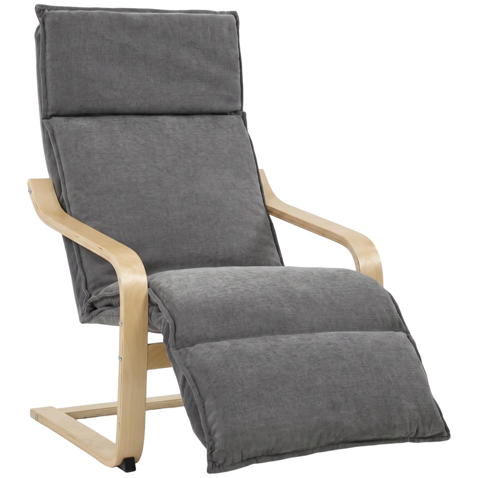 SESSEL Polyester Dunkelgrau - Dunkelgrau/Schwarz, Birkenholz/Holzwerkstoff (67/105/90cm) - HOMCOM