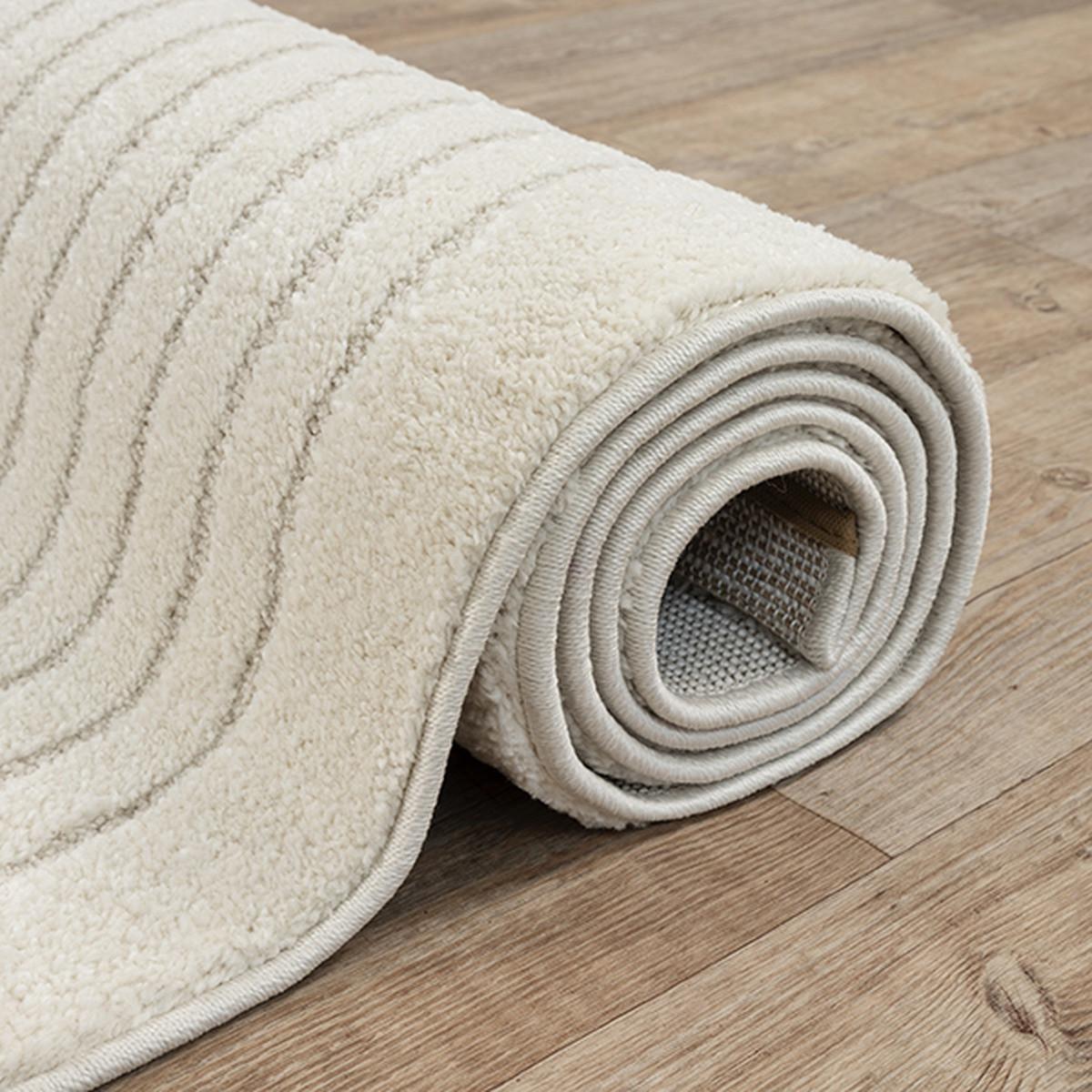 KURZFLORTEPPICH Geometrisch MUOTA Polypropylen Creme 120 x 160 cm - Beige, Textil (120/160cm) - KADIMA DESIGN