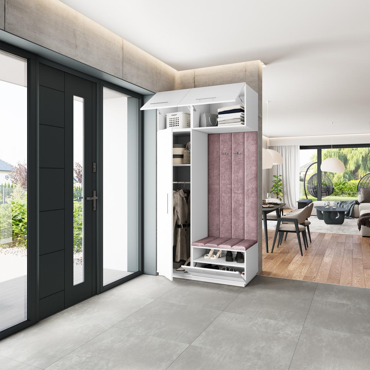GARDEROBENSCHRANK REMA 120/240/60 cm Modern Garderobe-Set Weiß - Lila/Weiß, Holzwerkstoff (120/240/60cm) - MASSENO