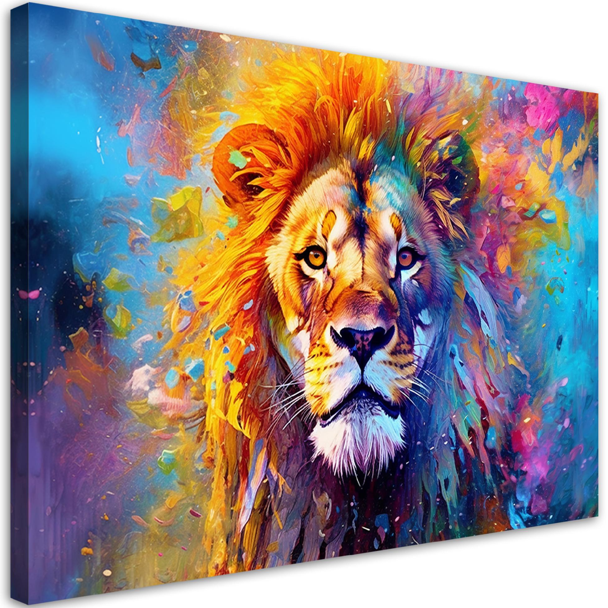 WANDBILD bunter löwe abstraktion - Multicolor, Textil (60/40cm) - Feeby