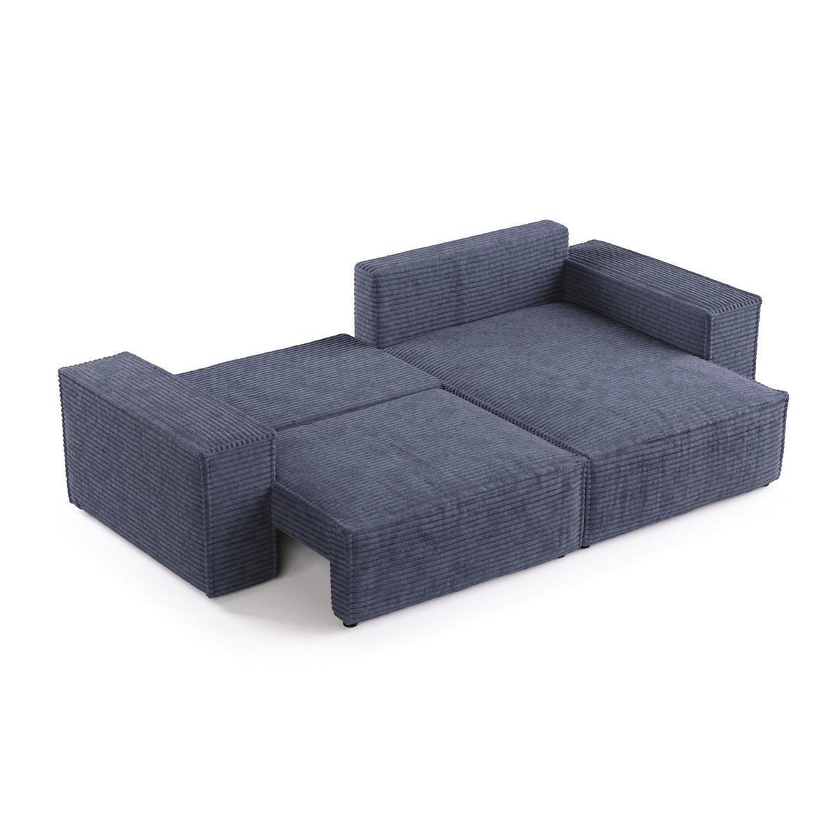 ECKSOFA CAVO mit Schlaffunktion Marineblau im Tilia Stoff - Schwarz/Dunkelblau, Holz/Holzwerkstoff (255/148cm) - AltaBeds