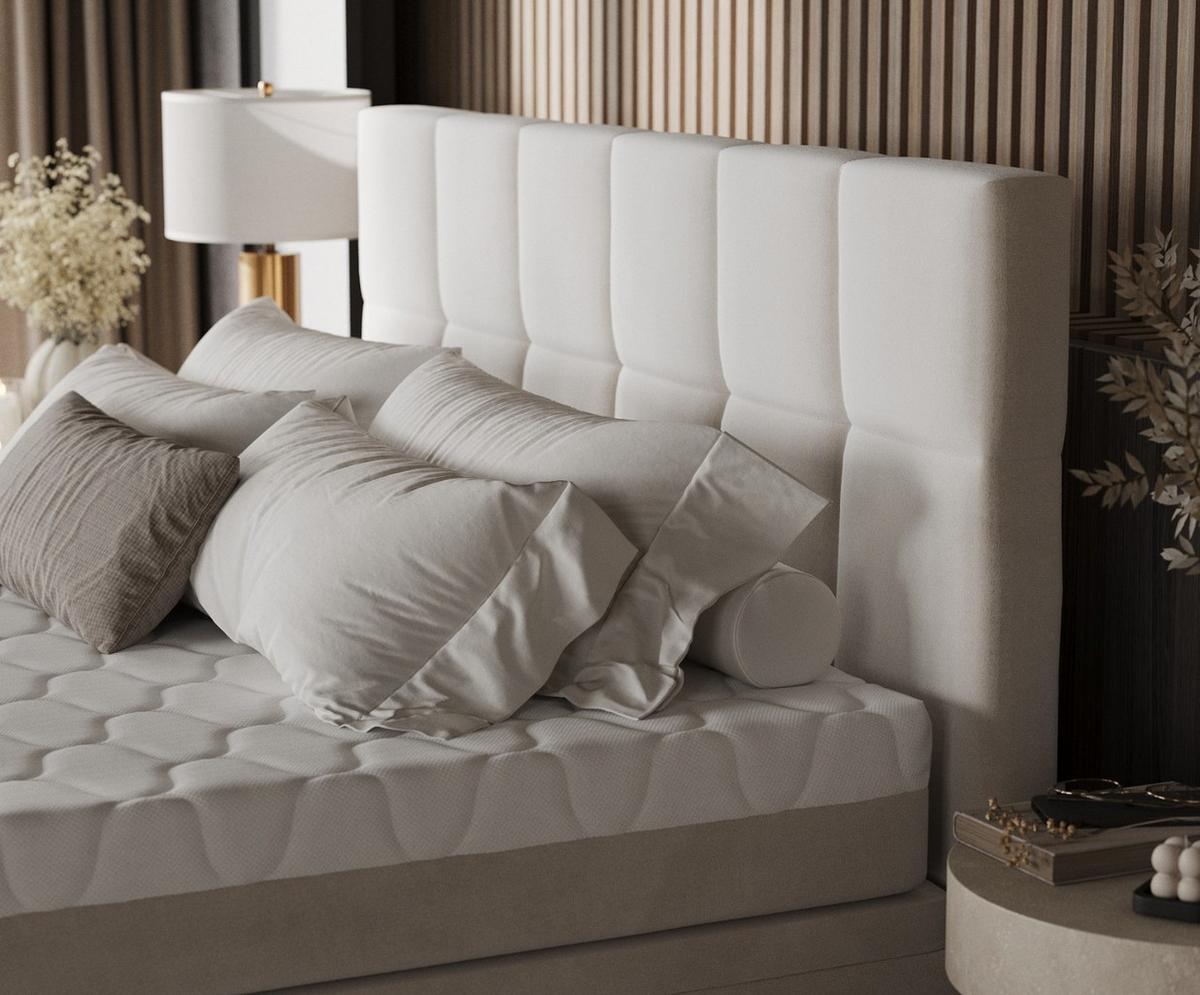 BOXBETT Elano 140/200 cm Creme im Paros Stoff - Creme/Schwarz, Holz/Holzwerkstoff (140/200cm) - AltaBeds