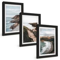 BILDER SET 3er Set - 20x30 cm Schwarzer Rahmen - Klippenblicke, Strandlandschaften - Schwarz, Kunststoff (20/30cm) - TULUP