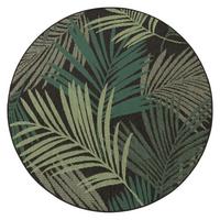 OUTDOORTEPPICH, mit Palmblatt-Muster, Schwarz, Ø 160 cm - Schwarz, Textil (160/160cm) - KADIMA DESIGN