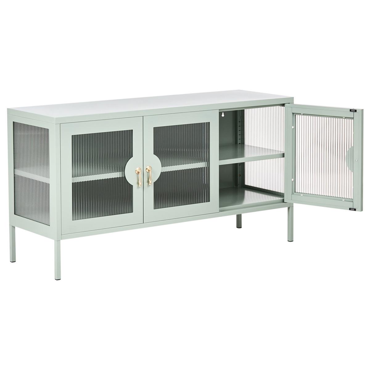 SIDEBOARD mit 3 Türen Metall Mintgrün Gleora - Mintgrün/Grün, Metall (120/65/40cm) - Beliani