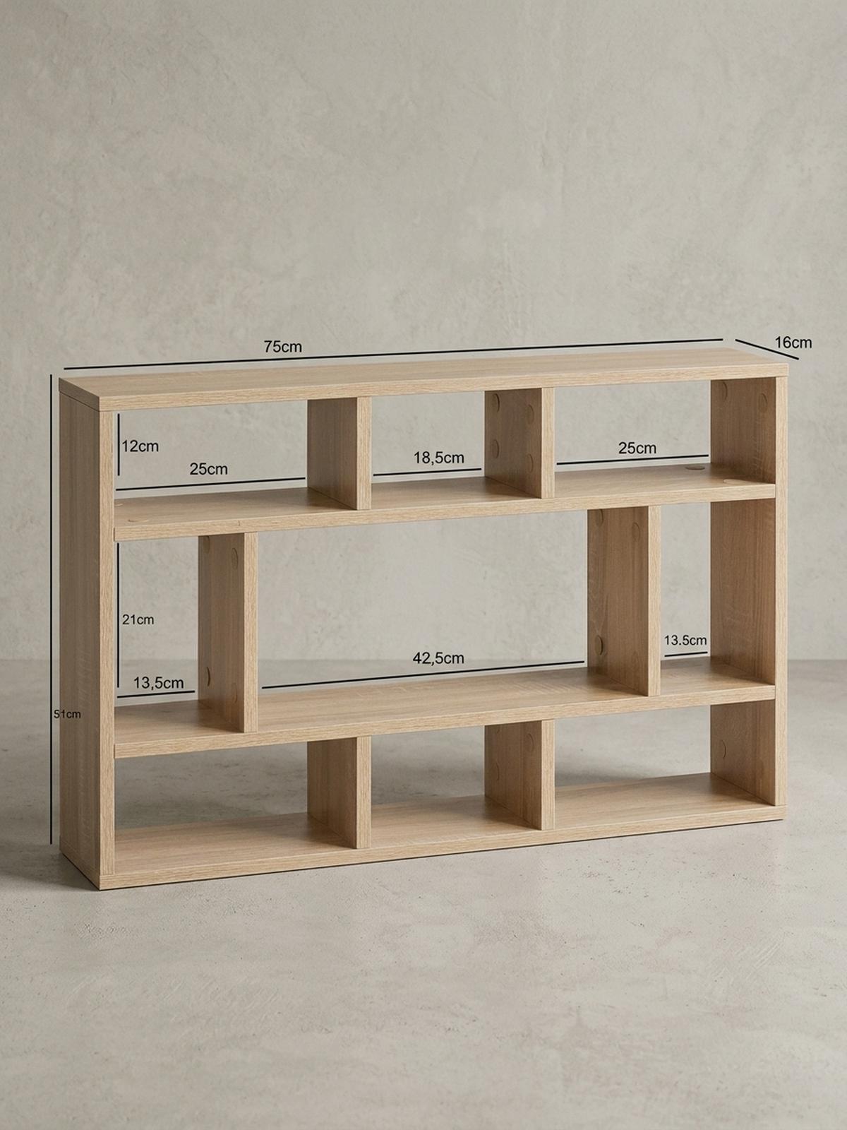 WANDREGAL MAGRA Spanplatte 9 Fächer Modern, Beige 75x16x51 cm - Beige, Holz (75/51/16cm) - KADIMA DESIGN