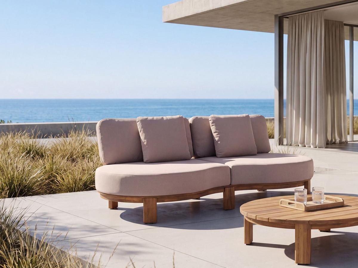 GARTENSOFA 2-Sitzer Akazienholz Hellbraun Arzello - Hellbraun/Beige, Holz (190/80/75cm) - Beliani