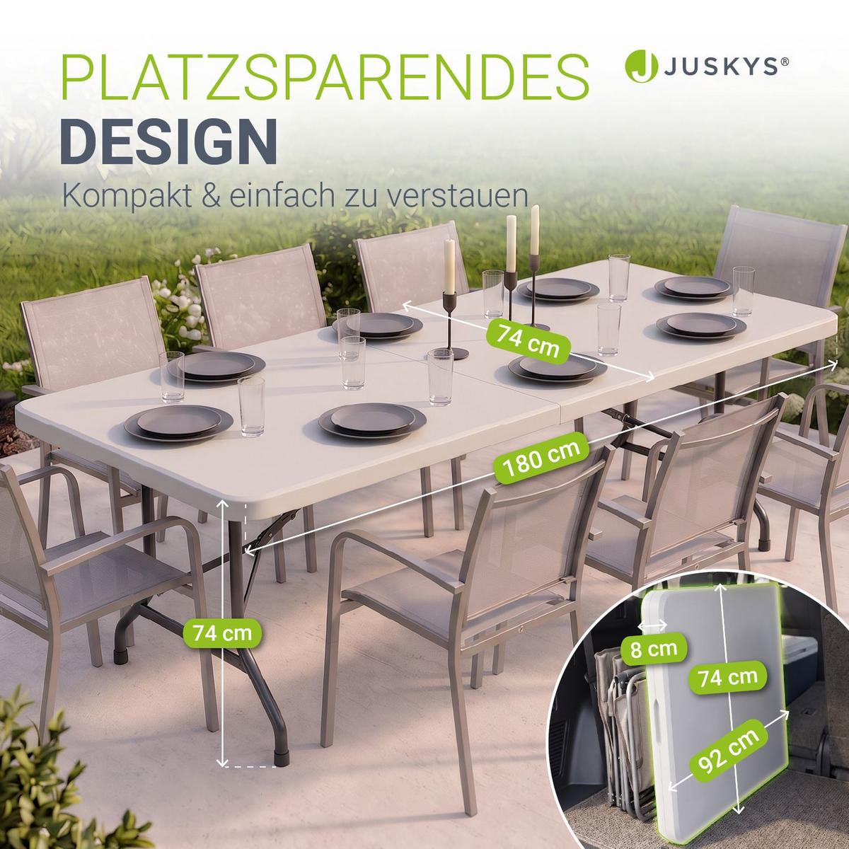 GARTENTISCH Easyfold klappbar weiß - Weiß, Kunststoff (180/74/74cm) - Juskys