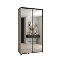 SCHWEBETÜRENSCHRANK 235,2/130/45 2-türig - Kaschmir/Schwarz, Holz/Metall (130/235.2/45cm) - MÖBEL KRYSPOL