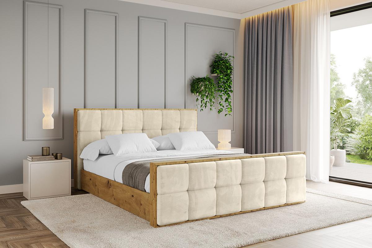 POLSTERBETT mit Bettkasten, Fußteil und Lattenrost, Boxbett ohne Matratze - ENZO7-Z 180x200 - Beige, Holzwerkstoff/Textil (180/200cm) - ALTDECOR