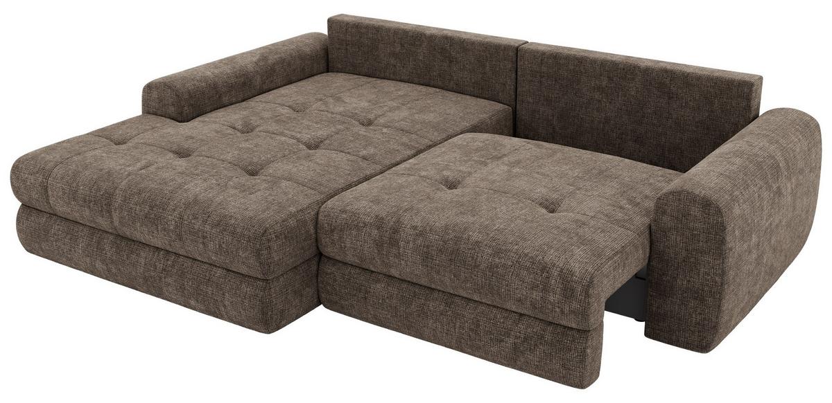 ECKSOFA ARELIA L - Braun Schenille grob gewebt - Rechts Seite - Schwarz/Braun, Kunststoff/Textil (205/292cm) - MKS
