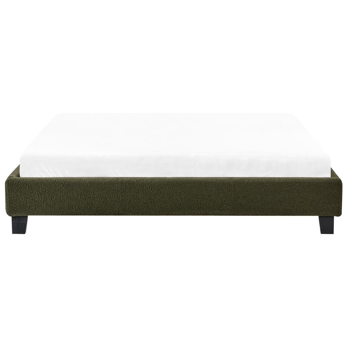 BETT 160/200 cm Dunkelgrün Roanne - Dunkelgrün/Braun, Textil (160/200cm) - Beliani