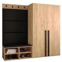 GARDEROBEN-SET 184/184/42 - Eichefarben/Schwarz, Holz/Kunststoff (184/184/42cm) - MÖBEL KRYSPOL