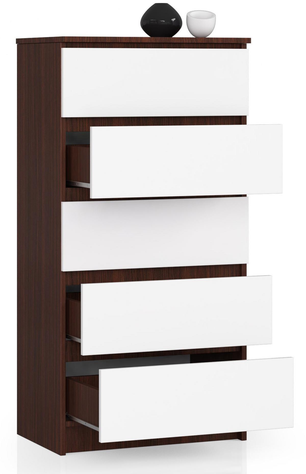 KOMMODE Dunkelbraun, Weiß 121/60/40 - Dunkelbraun/Weiß, Holzwerkstoff (60/121/40cm) - RAUMHIRSCH FURNITURE