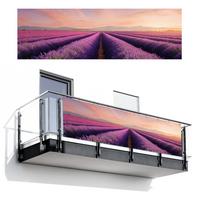 BALKON-SICHTSCHUTZ Lavendelfeld - Sonnenuntergang - Lila - Blumen Windschutz 300x90 cm - Violett, Kunststoff (300/90cm) - MuchoWow